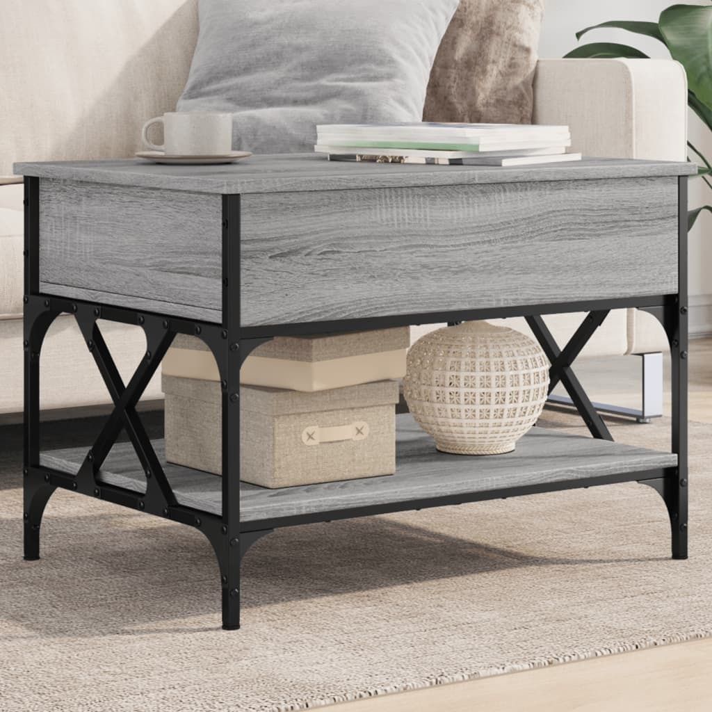 Couchtisch Grau Sonoma 70x50x50 cm Holzwerkstoff und Metall 845354
