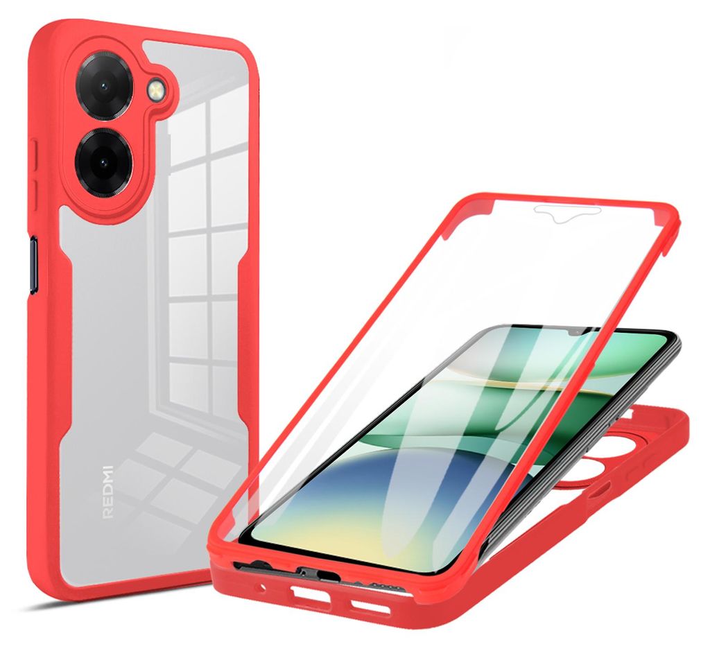 360° Grad Hülle für Xiaomi Redmi A5 Rundum vollschutz Integriertem Displayschutz in Rot