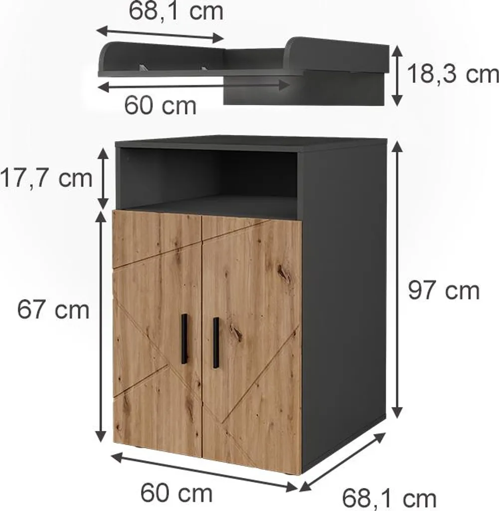 Commode de change Vicco Irma pour chambre de bébé gain de place 60 cm