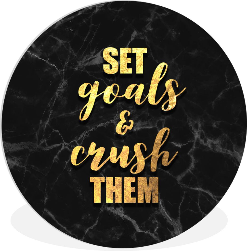 MuchoWow Rundes Wandbild - Runde Bilder Zitat - Motivation - Marmor - Gold Ø 90 cm Kreis Wanddekoration Kunststoff - Wandkreis - Wandschmuck - W...