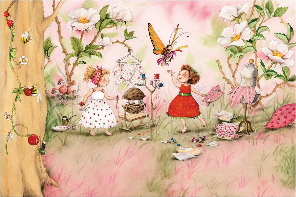 Fototapete mit Motiv - Vliestapete - Bildtapete UV-beständig Design Aquarell Illustration Wandtapete geruchsfrei