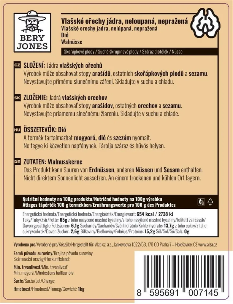 Noix de Bery Jones 1kg pour Pâtisserie et Salades : Cerneaux Décortiqués