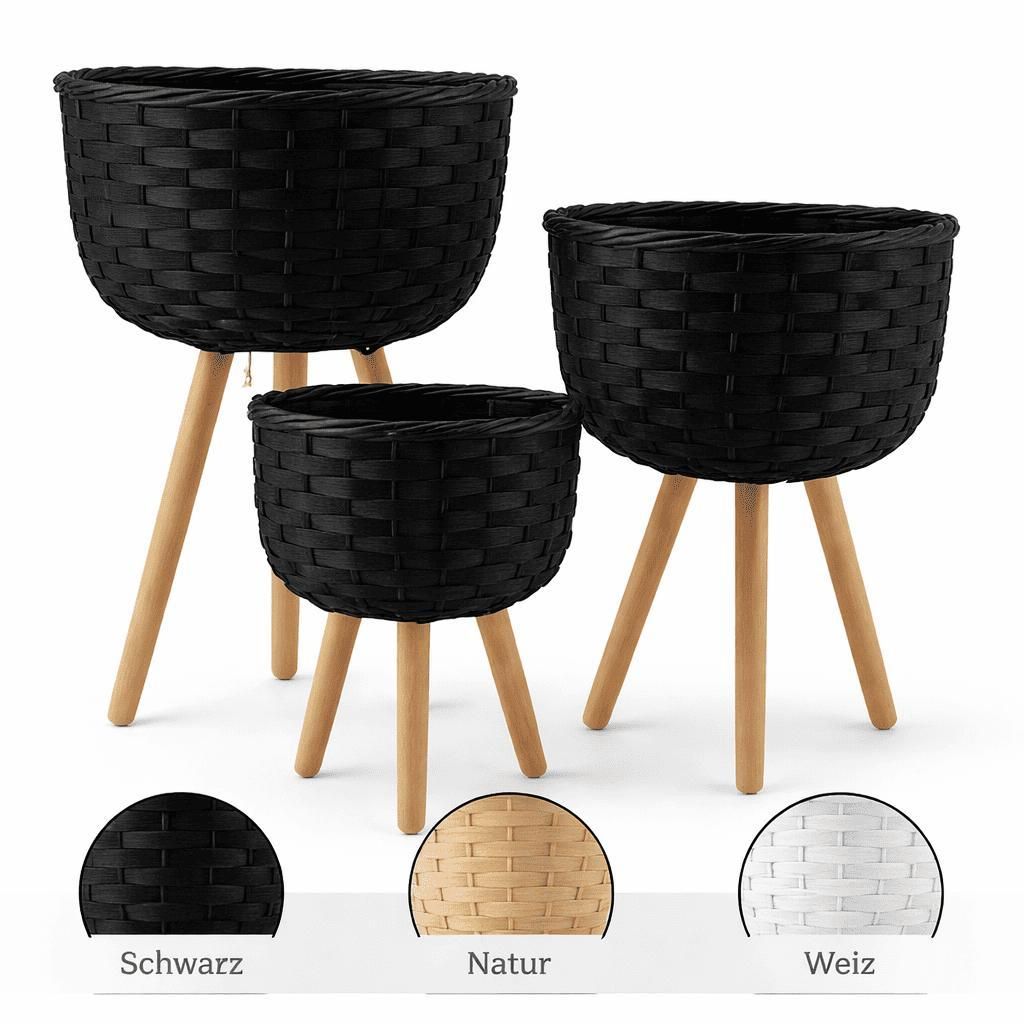 Blumentopf 3er Set Rattan Pflanztopf Blumenkasten Produktbild 