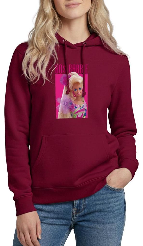 Spreadshirt Barbie Porträt Charakter 80er Barbie 80er Jahre Damen Hoodie, L, Bordeaux