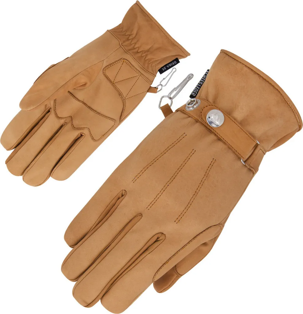 Gants de moto en cuir vintage Orina Classic II Caramel - Taille S (7)