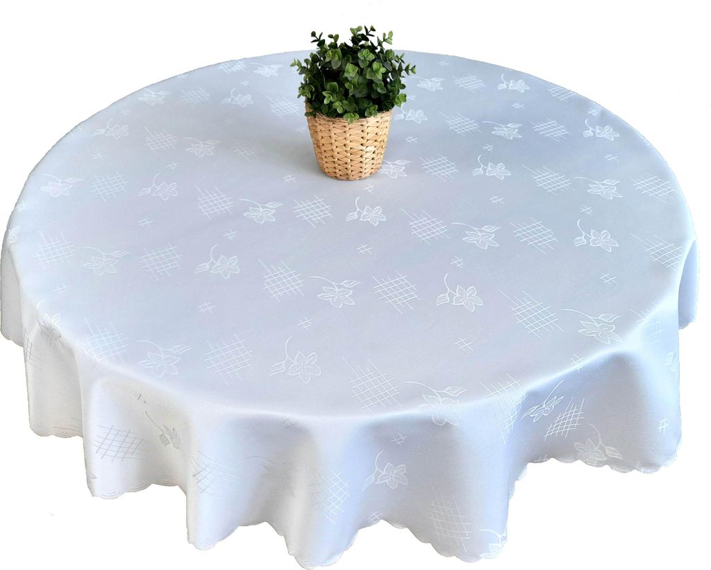 Runde, Fleckenabweisende Tischdecke 120cm Weiß, Teflon
