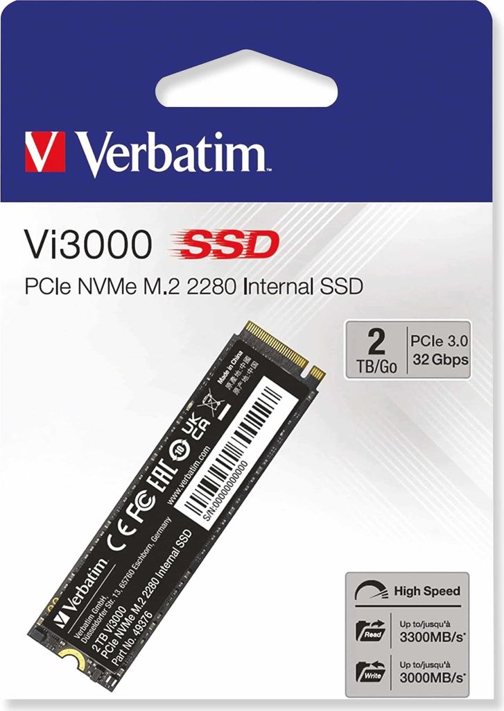 Verbatim Vi3000 M.2 SSD 2TB PCIe NVMe 49376 Immagine del prodotto 