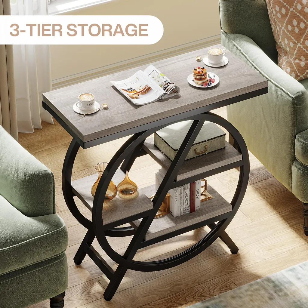 Table d'appoint pour bureau à domicile, meuble gris de rangement 40cm