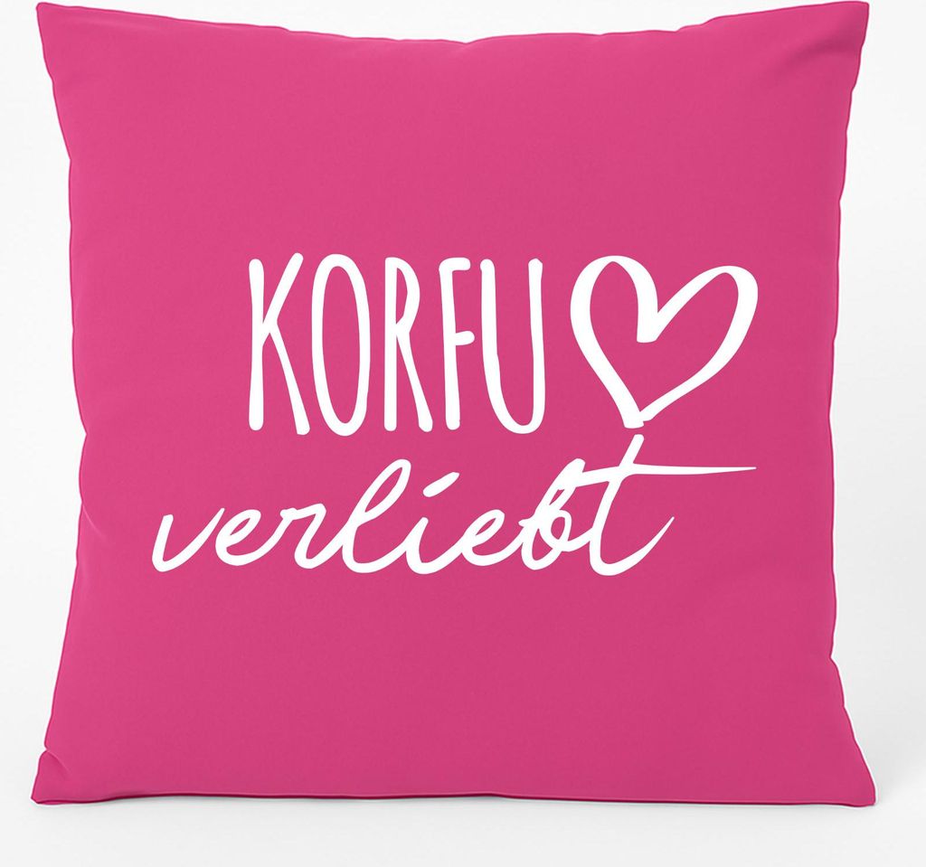 Huuraa Kissen Korfu verliebt 40x40cm mit Füllung Fuchsia Produktbild 