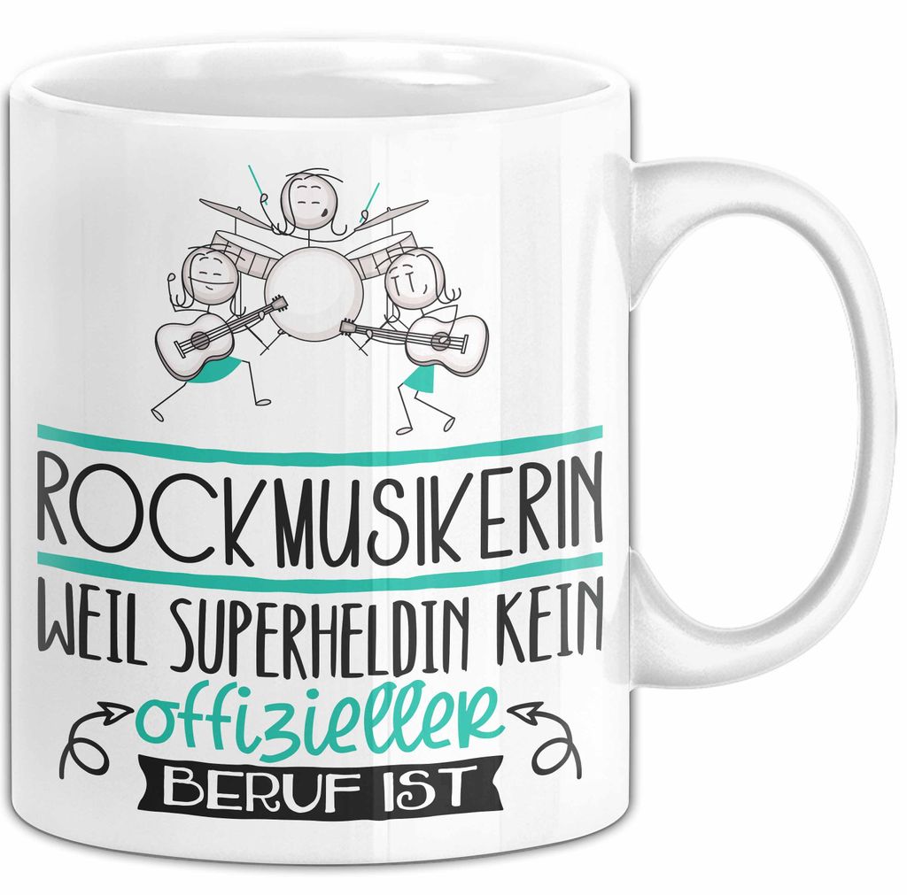 Rockmusikerin Geschenk Tasse Lustiger Spruch Rockmusikerin Weil Superheldin Kein Offizieller Beruf Ist Geschenkidee (Weiß)