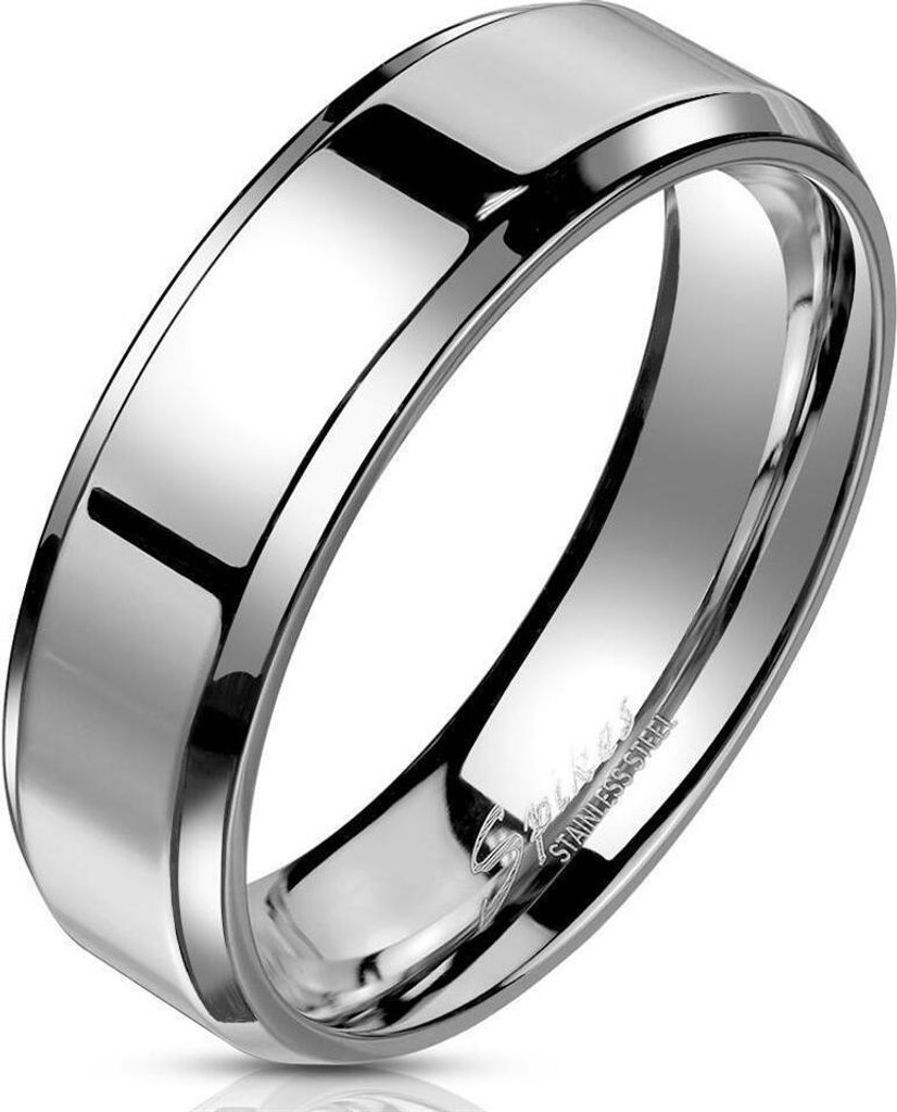52 (16.6) Ring schräger Rand Silber aus Edelstahl Uni
