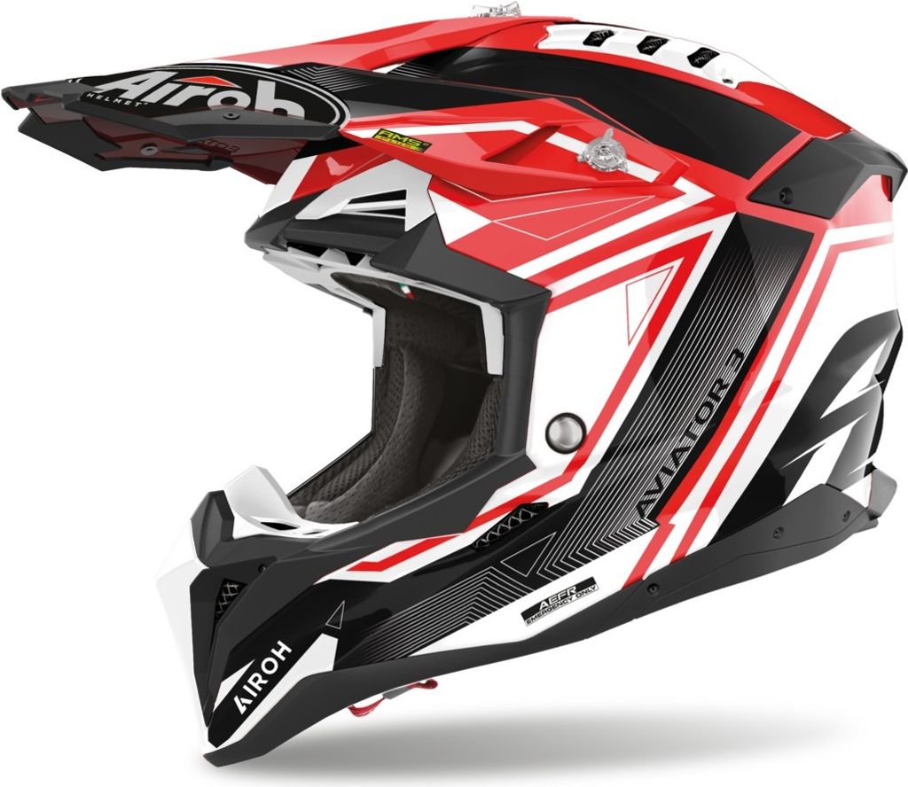 Crosshelm Schutzhelm Motorradhelm AIROH Aviator 3.0 League Rot Weiß Größe L
