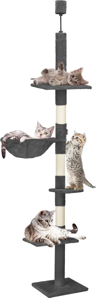 Arbre à chat 265 cm avec griffoir en sisal et panier de repos moelleux