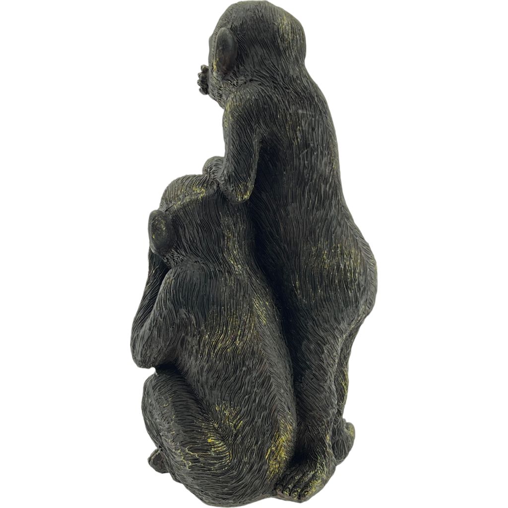 Statue en polyrésine de 3 singes représentant l'ouïe, la Image du produit 