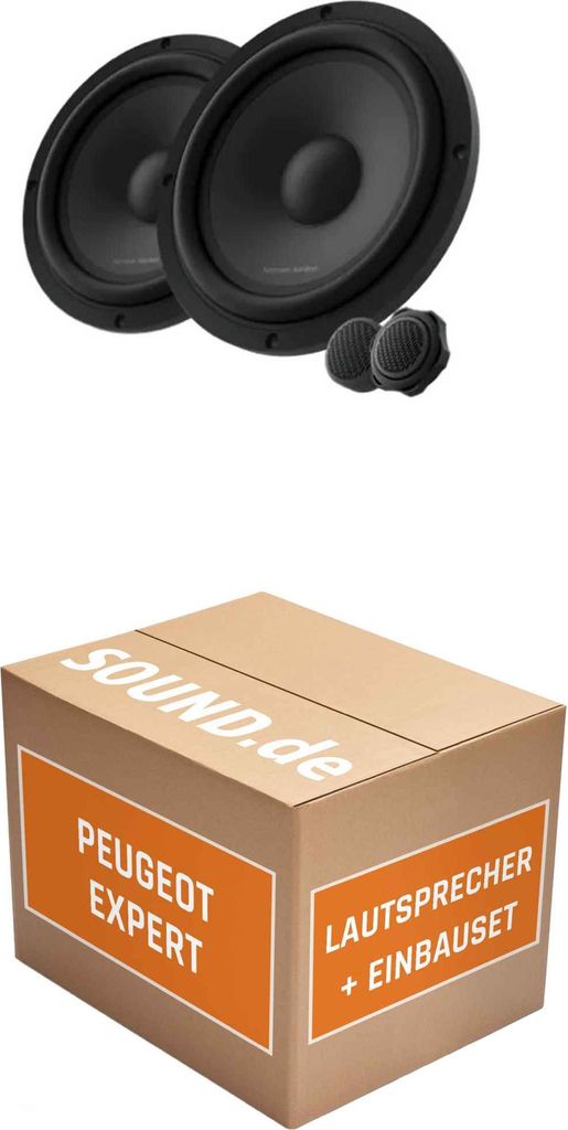 Lautsprecher Boxen Einbaupaket vorne Harman Kardon FLOW 601CFS passend für Peugeot Expert + werkseitige Lautsprecher | 2x Tief-Mitteltöner 360W MAX