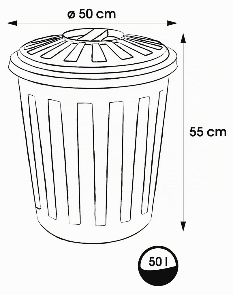 keeeper 1021482600000, 50 l, Okrągły, Plastik, Grafitowy, Zdjęcie produktu 