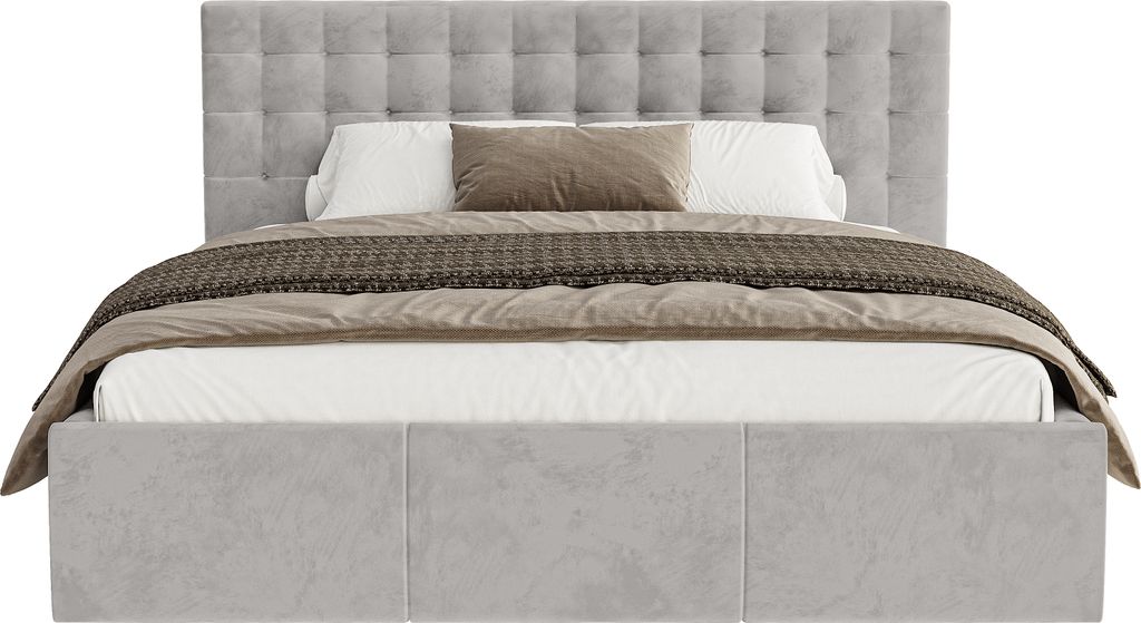 FEDVE Polsterbett Lindos aus Velvet 120x200 cm, Hellgrau