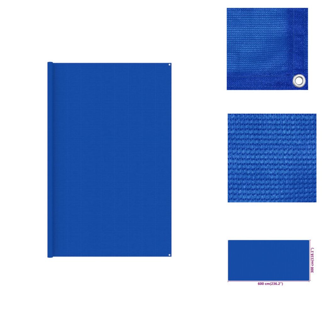vidaXL Zeltteppich 300x600 cm Blau HDPE - Zeltzubehör