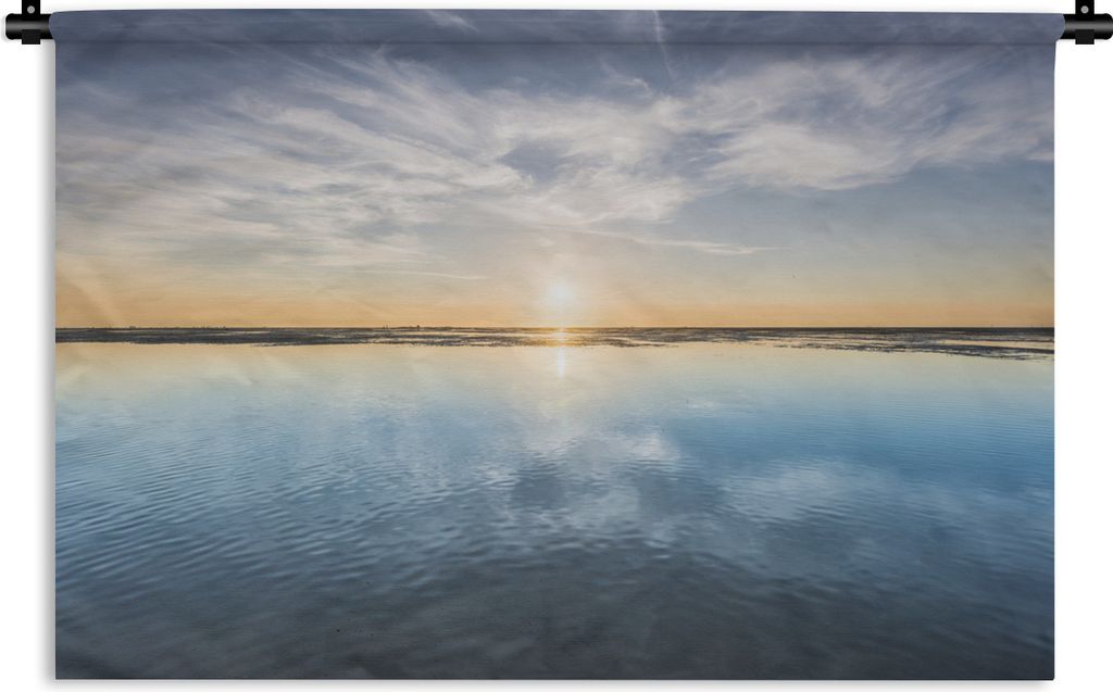 MuchoWow Wandteppich Wandbehang Meer - Wolken - Sonne 60x40 cm Tapisserie Dekoration Wandtuch - Wanddekorationen