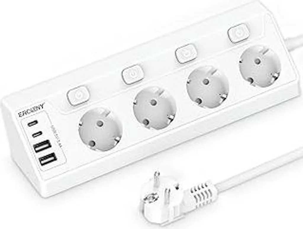 Presa Sicura Cucina 4 Posti con Protezione Bimbi e Porte USB-C