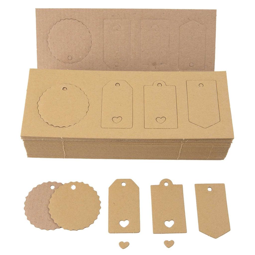 300 x Geschenkanhänger 4er-Set Preisanhänger aus Recyclingkarton Natur
