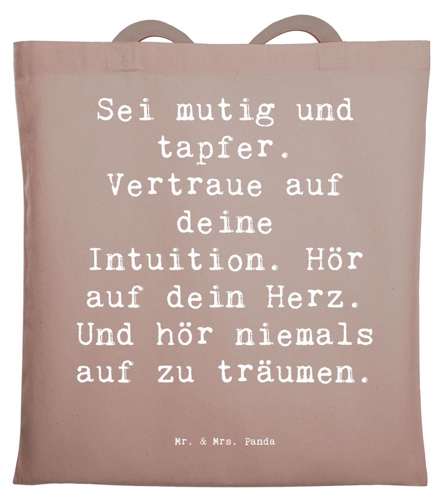 Mr. & Mrs. Panda canvas tasche Spruch Mutig zu sich selbst stehen - Braun Pastell - Geschenk, Laptoptasche, neue Wege, Authentizität, Beutel, Lebe...