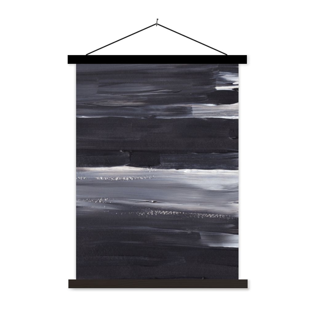 MuchoWow Textilposter Farbe - Abstrakt - Schwarz 120x160 cm mit schwarzem Rahmen - Magnetischer