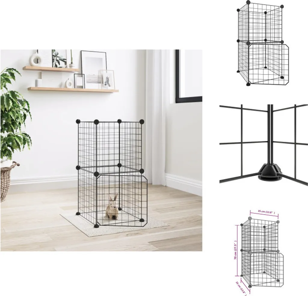 Habitat Modulare vidaXL 8 Pannelli 35x35 cm - Recinto Acciaio Nero