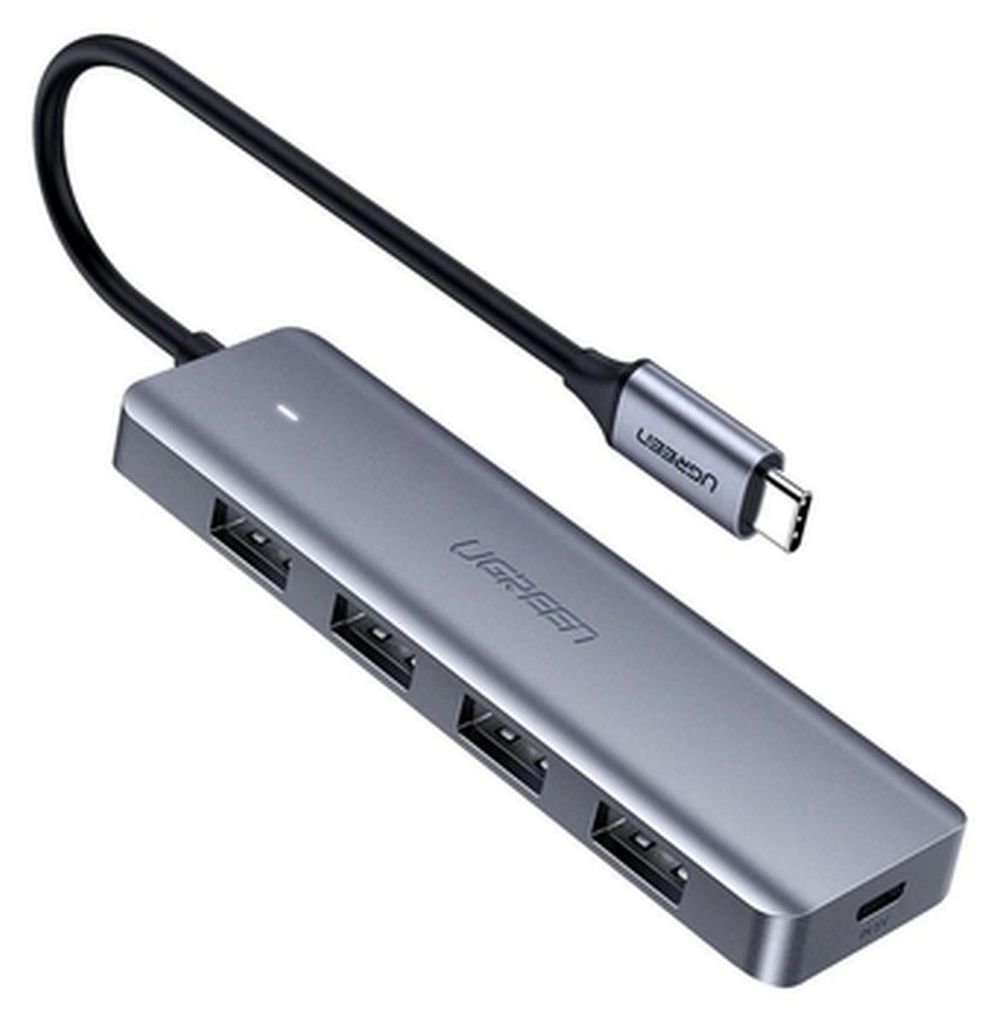 Ugreen Hub Adapter 4-in-1 USB-C auf 4× USB 3.0 + USB-C Grau Produktbild 