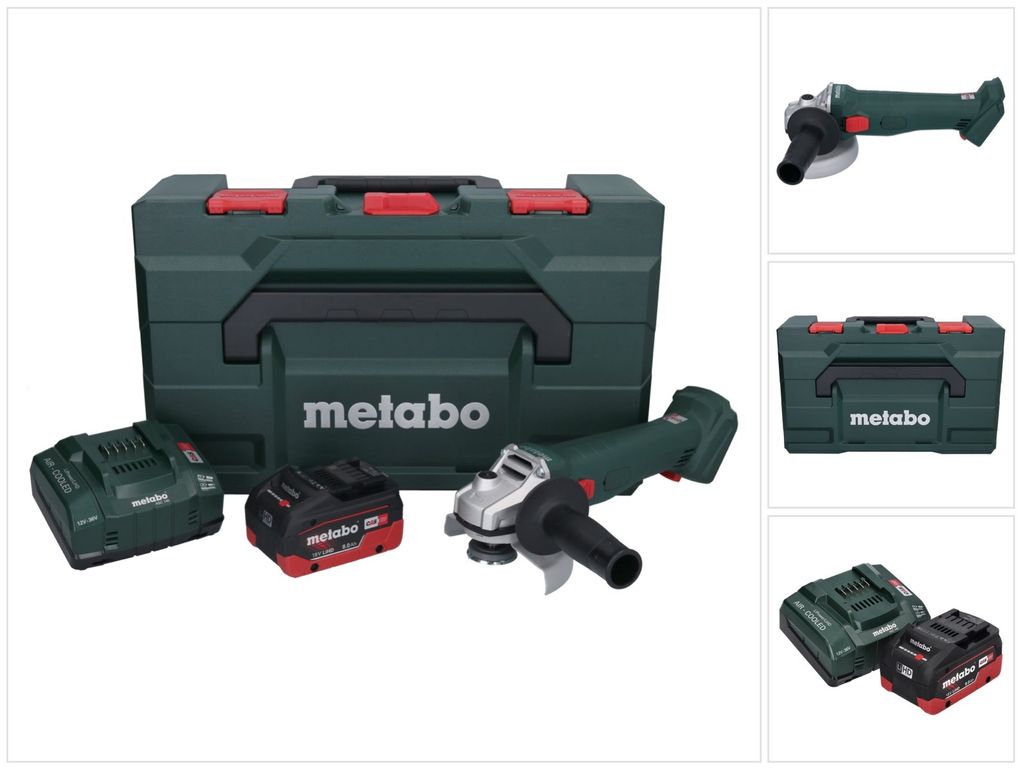 Metabo W 18 L 9-125 Akku Winkelschleifer 18 V 125 mm + 1x Akku 8,0 Ah + Ladegerät + metaBOX