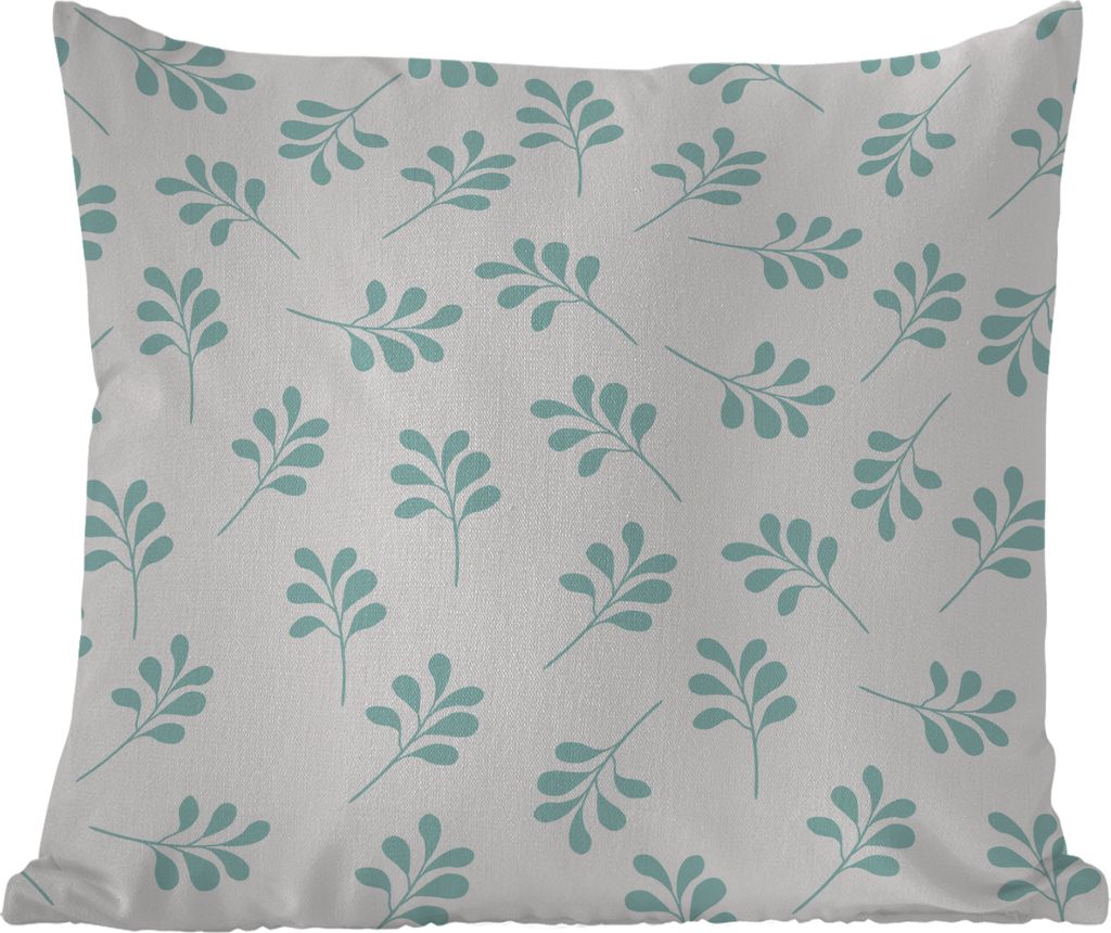 MuchoWow Outdoor Kissen - Blätter - Muster - Blau - 40x40 cm - Wetterfest - Lounge Kissen - Kopfkissen - Interieur - Polster mit Bild