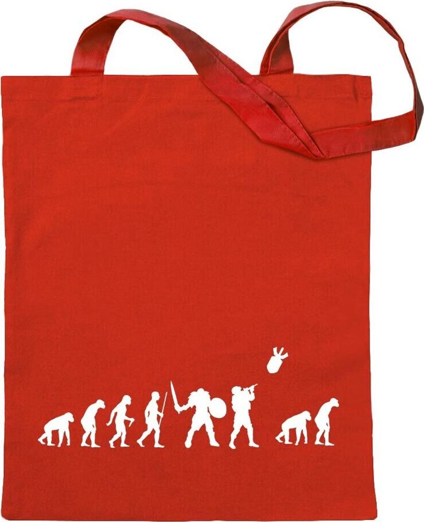 Kiwistar - Baumwolltasche - rot - Krieg WW3 Evolution - Tragetasche Stoffbeutel Umhängetasche Langer Henkel