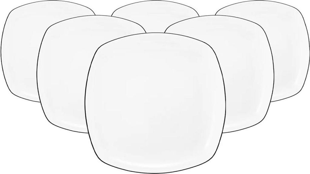 Seltmann Weiden Lido Black Line eckig Frühstücksteller 20 cm 6er Set