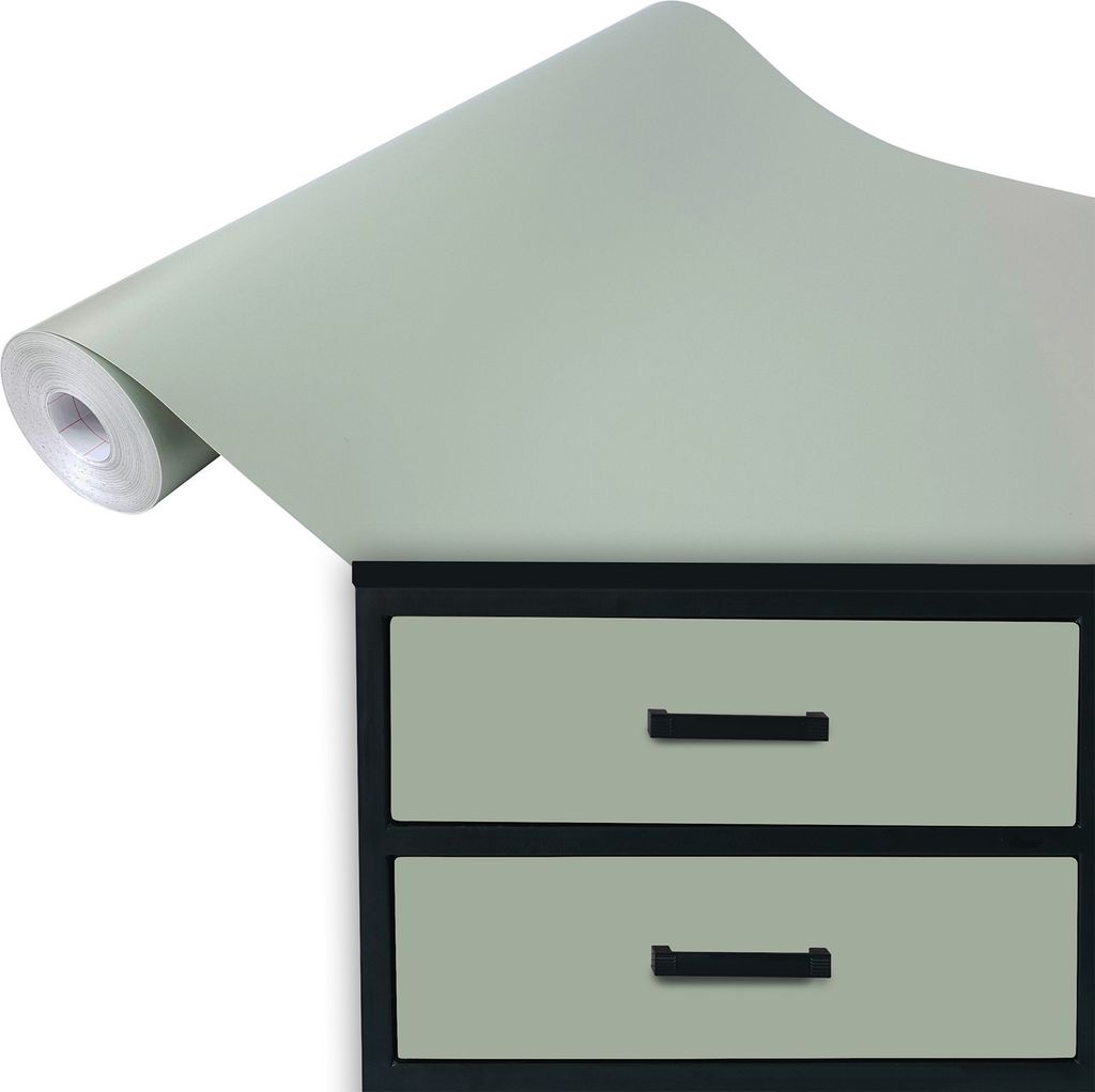 Klebefolie Möbel 67x100 cm - Blass Grün Matt - Selbstklebende Möbelfolie in modernen Unifarben - Folie für Möbel zur einfachen Renovierung von...