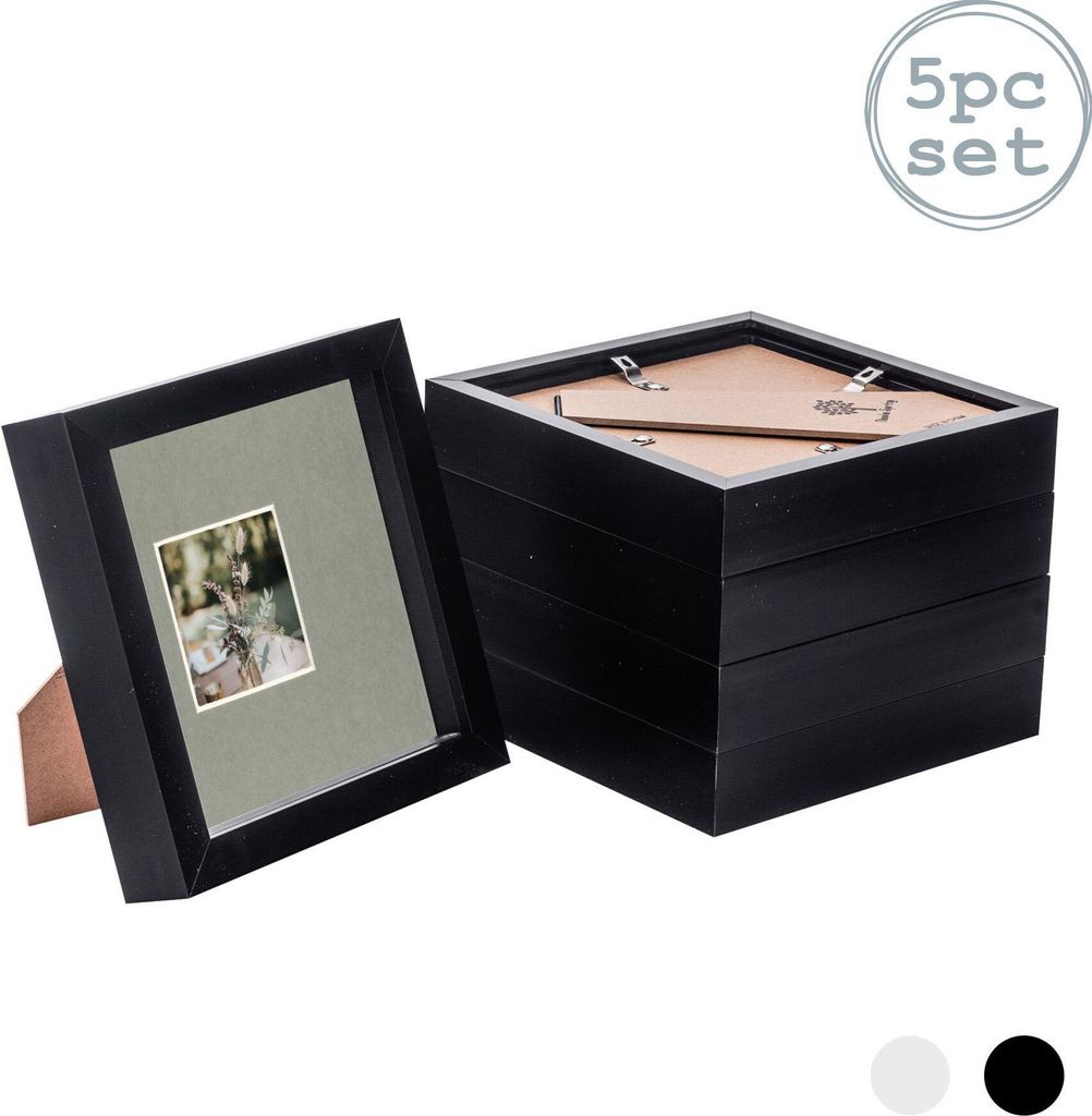 Nicola Spring 5 Stück 6 x 6 3D-Schatten-Kasten-Foto-Rahmen-Set - Craft Anzeigen Bilderrahmen mit 2 x 2 Montieren - Glas Aperture - Schwarz / Grau