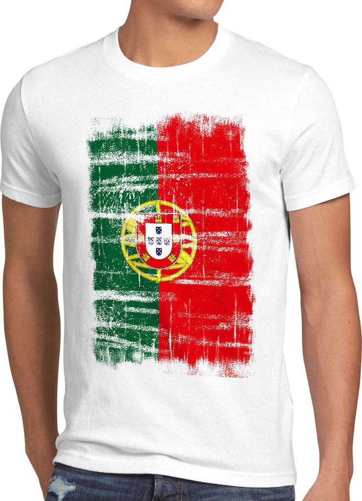 BaumwolleCloud Portugal Vintage Flagge Herren T-Shirt EM WM Olympia