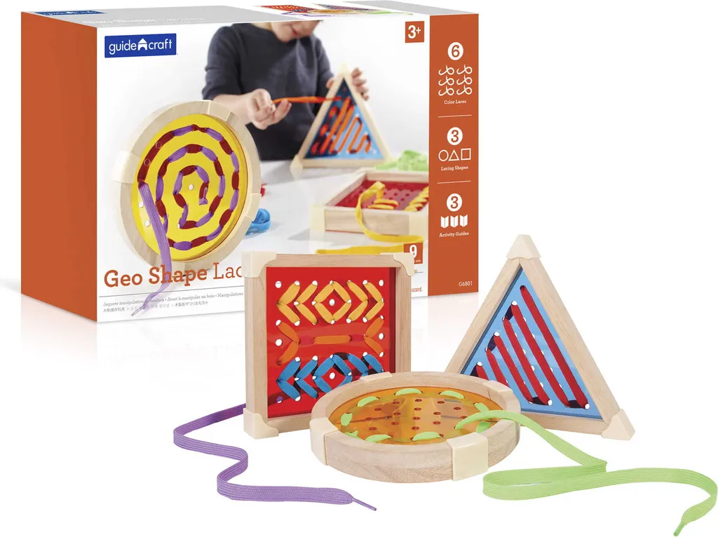 Enfilage géométrique Guide Craft : coffret Montessori en bois 24 pièces