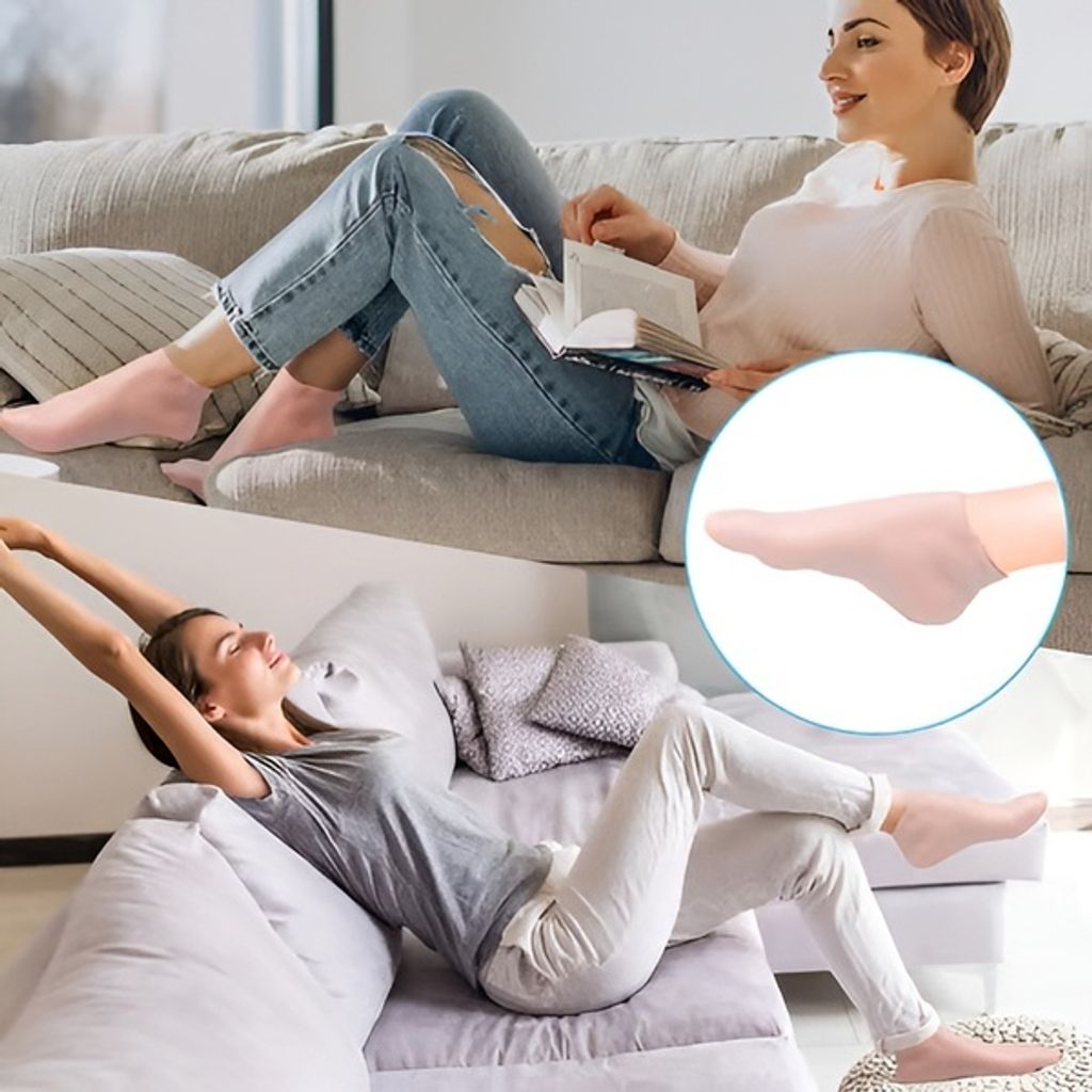 Calze idratanti in gel rosa per piedi secchi, calze Immagine del prodotto 
