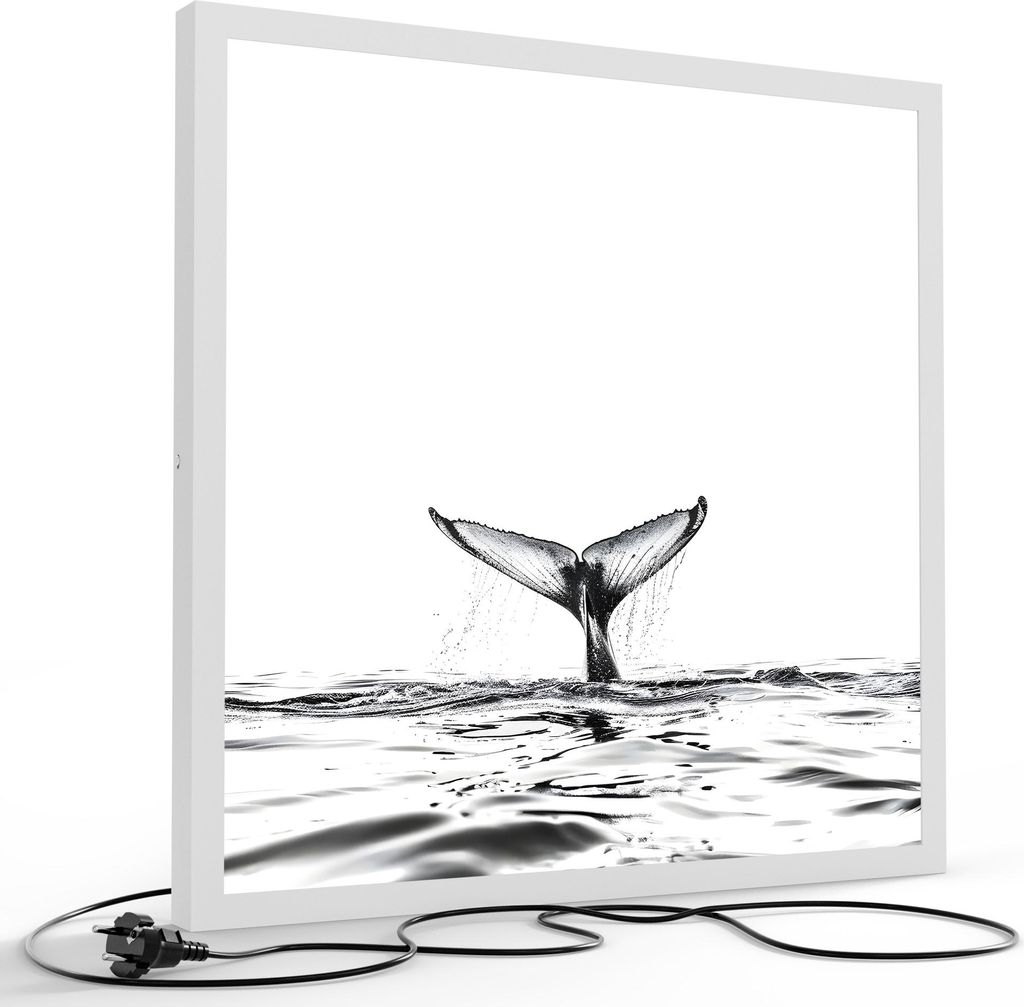 DEQORI LED-Bild & Lampe 60x60 cm Weiß 'Tauchgang in die Tiefe' Leuchtbild LED Leuchte