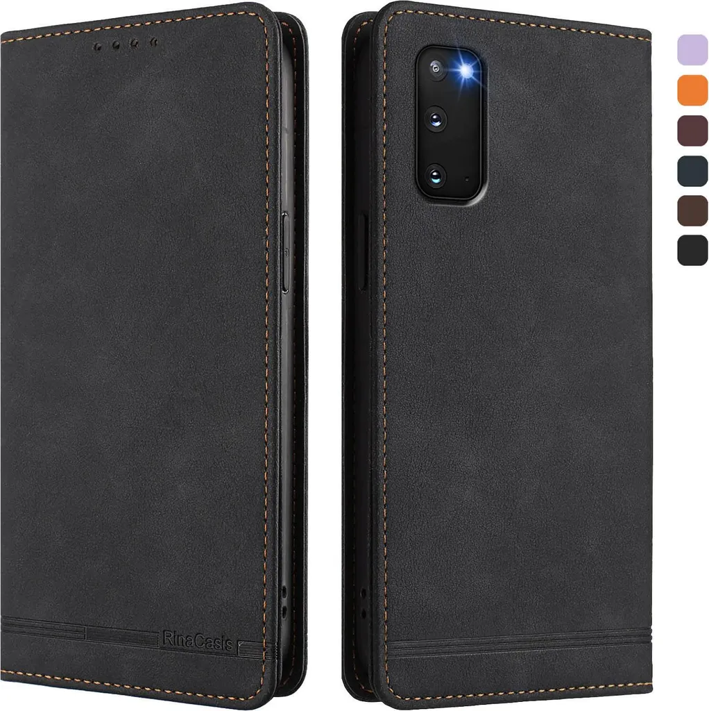 Uposao Custodia A Portafoglio Con Strass E Cuore Per Samsung Galaxy S20 FE 5G. Pelle PU Con Chiusura Magnetica E Porta Carte. Colore Nero.