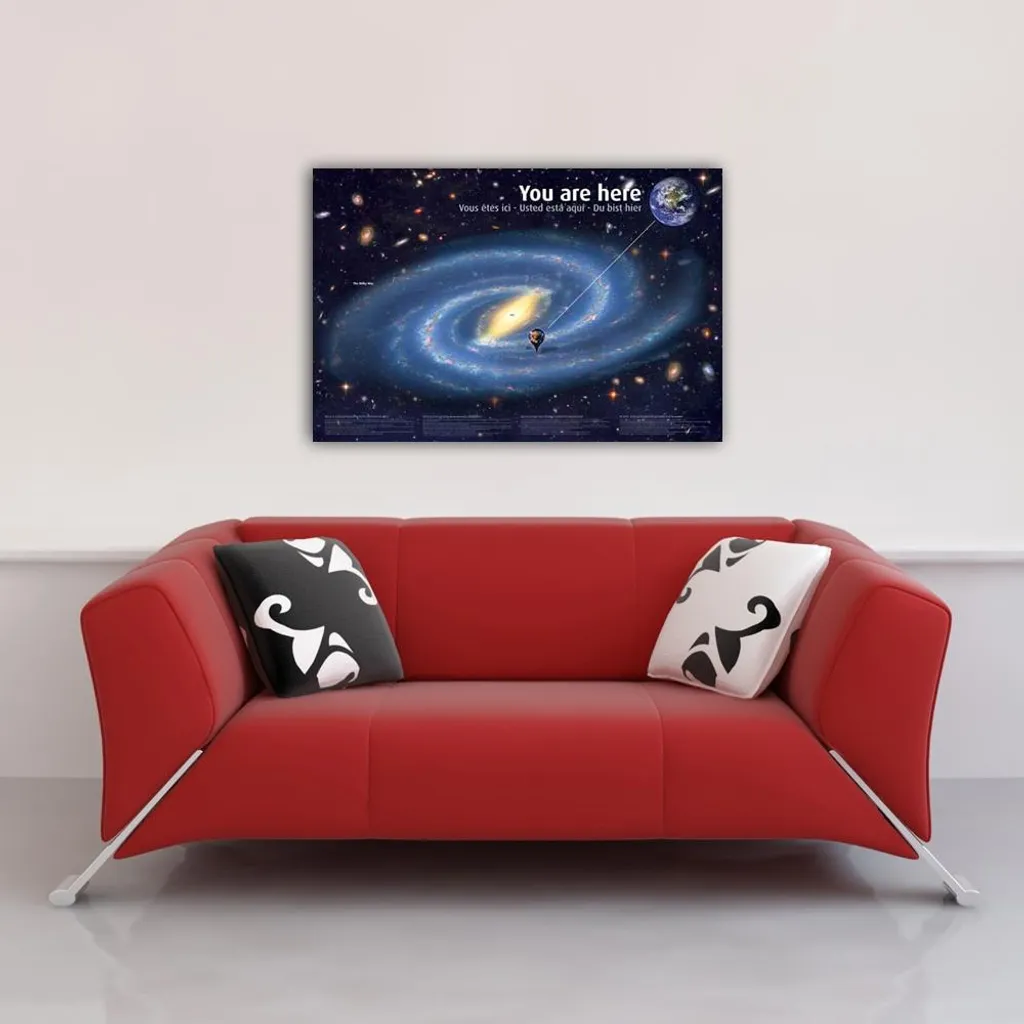 Poster Univers Éducatif 92 cm avec 2 Suspensions en Bois Noir Chic