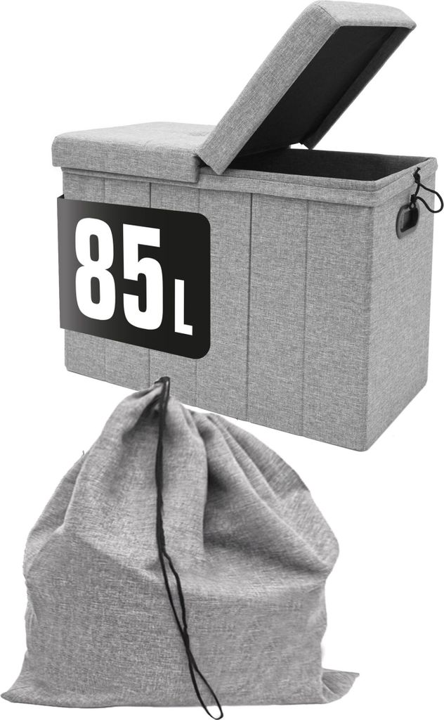 85 Liter Wäschekorb mit Deckel & Wäschesack - 62x31 Wäschekorb mit Sitzfunktion