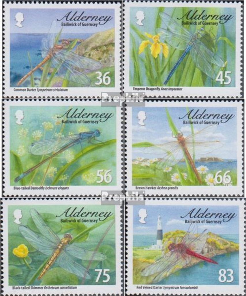 Briefmarken GB - Alderney 2010 Mi 369-374 (kompl.Ausg.) postfrisch Libellen