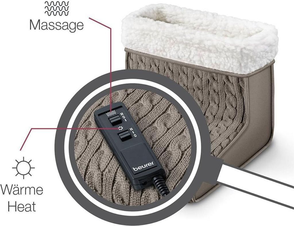 Beurer FWM 45 Fußwärmer mit Massage 2 Stufen Teddy - Produktbild 