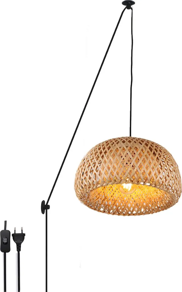 Lampadario Rattan Boho Chic E27 | Design Naturale con Interruttore