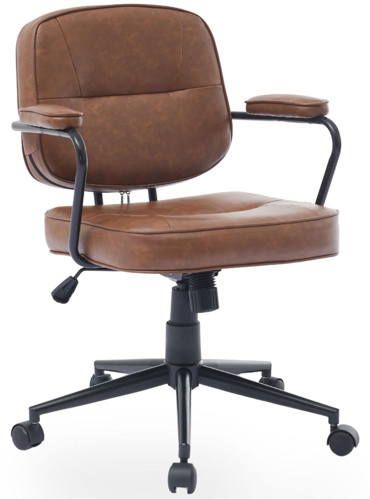 Sedia da ufficio vintage in ecopelle, con braccioli, Immagine del prodotto 