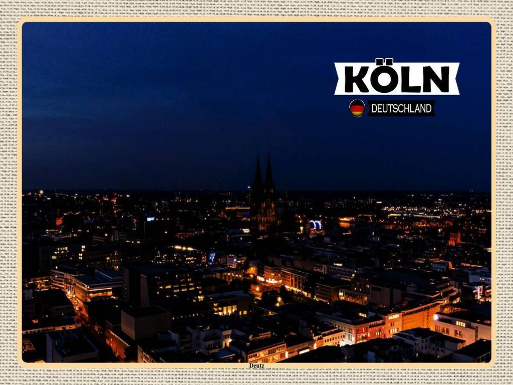 vianmo Holzschild 30x40 cm Köln Deutz Blick auf Stadt Bildmotiv Reisemotiv Abenteuer Reisen