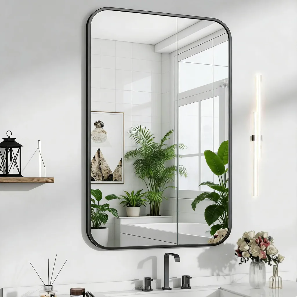 Specchio Bagno 75x120 cm Cornice Alluminio: Robusto e Antiumidità