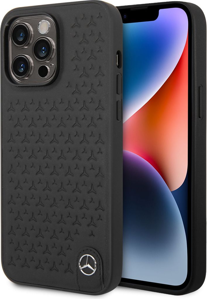 Mercedes MEHCP14X8REMPK iPhone 14 Pro Max 6,7" schwarz/schwarz Hardcase Leder Sterne Muster