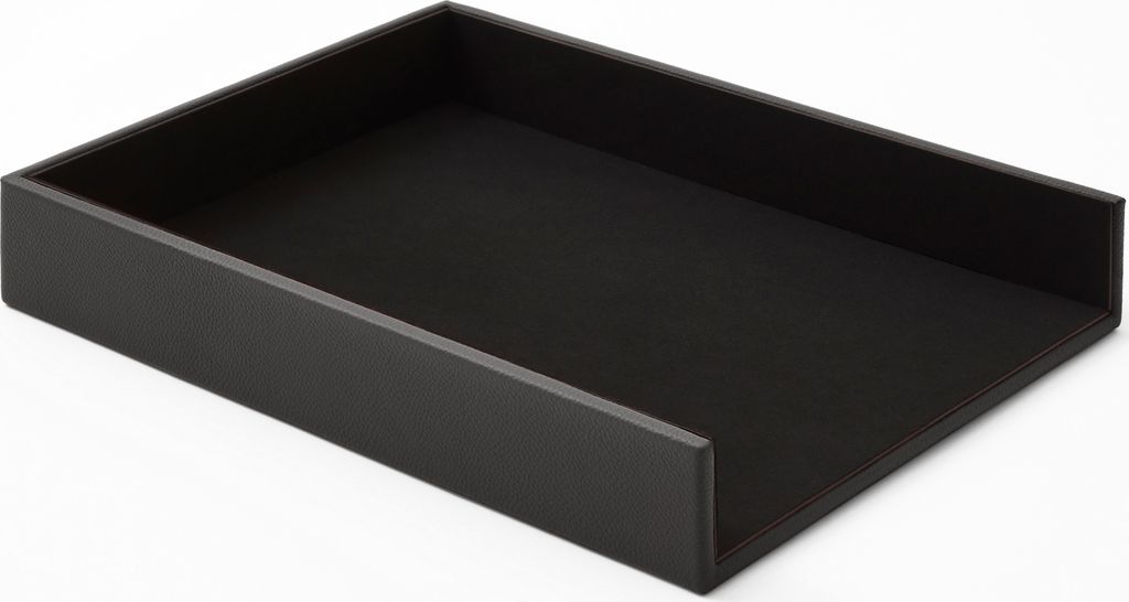 Briefablage Büro Echtes Leder Anthrazit Grau cm 32 x 24.2 x H.5 - Ablagefächer Papierablage Ablagekorb A4 - Hergestellt in Italien